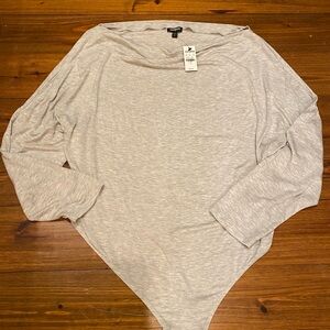 Express Ladies Heather Gray Draped Long Sleeve Thong Bodysuit NWT Size XL